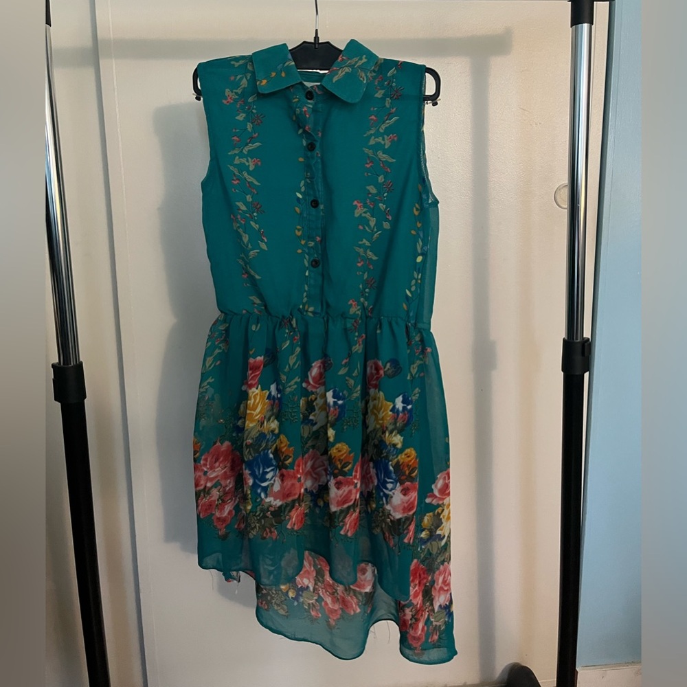 Floral Teal High Low Dress